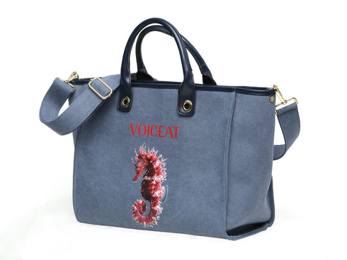 Seahorse Tote Bag denim - Voiceat